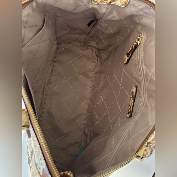 Michael Kors Lenox Leather Snakeskin Embossed Satchel Crossbody - Picture 9 of 12